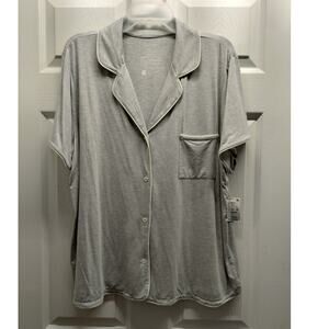 State of Day Intimates NWT Size XL Gray Button-Up Short Sleeve Soft Sleep Shirt